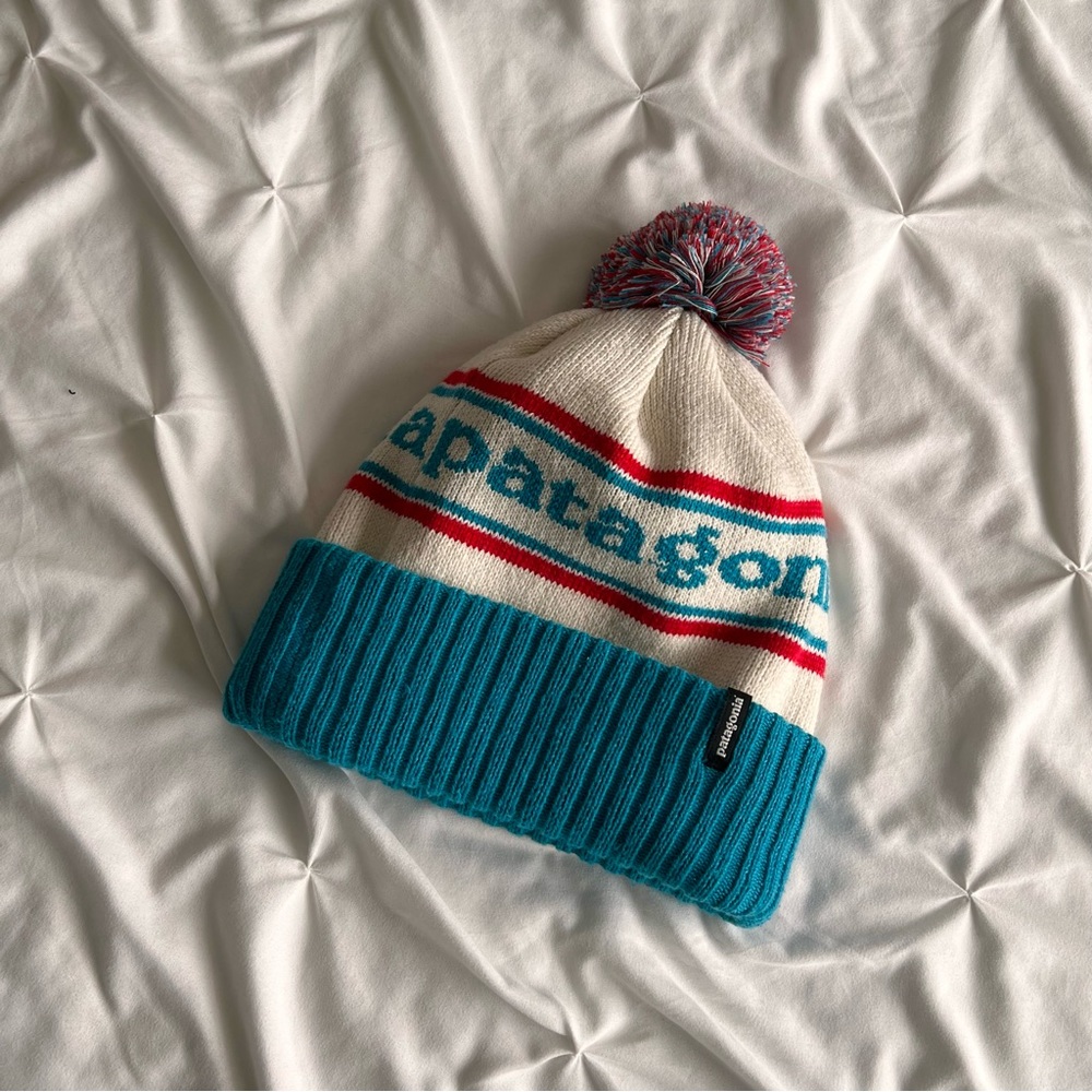 Patagonia red white & blue beanie hat